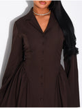 Robe longue boutonnée effet bouffante à lacer dans le dos