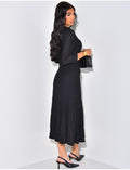 Robe longue texturée à boutons officiers