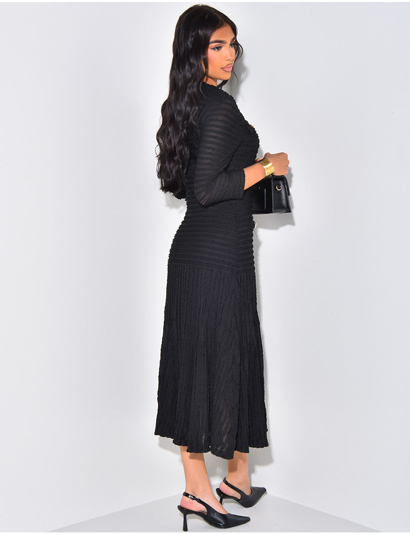 Robe longue texturée à boutons officiers