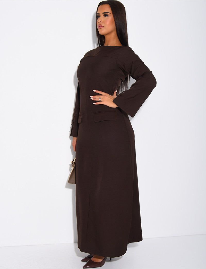 Robe longue et près du corps à fausses poches