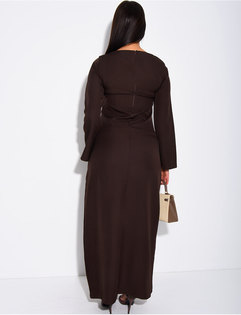 Robe longue et près du corps à fausses poches
