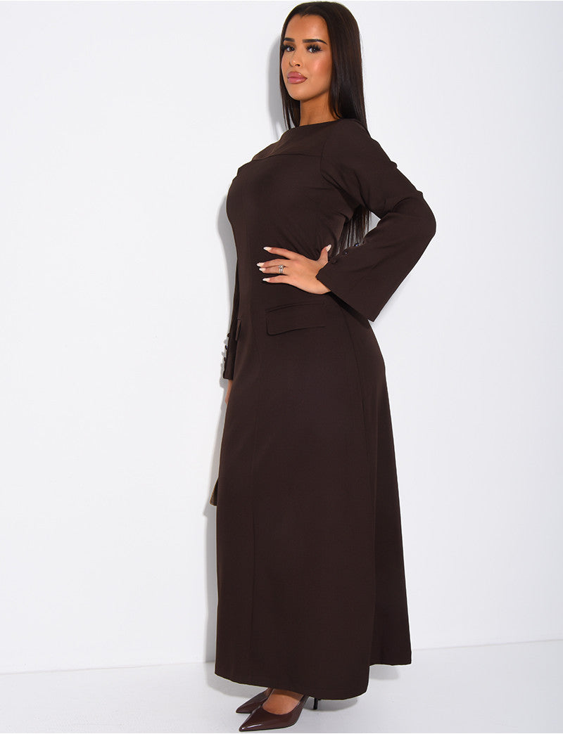 Robe longue et près du corps à fausses poches