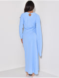 Robe longue près du corps à col ornée d'un foulard
