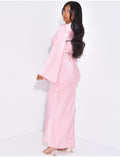 Robe très longue en satin premium à nouer