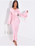 Robe très longue en satin premium à nouer