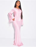 Robe très longue en satin premium à nouer