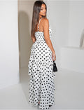 Robe longue à pois et volants