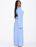 Robe longue rayée col chemise