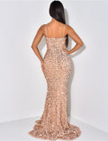 Robe sirène premium en velours à sequins brodées