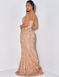 Robe sirène premium en velours à sequins brodées