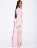 Abaya en satin à bordures en strass