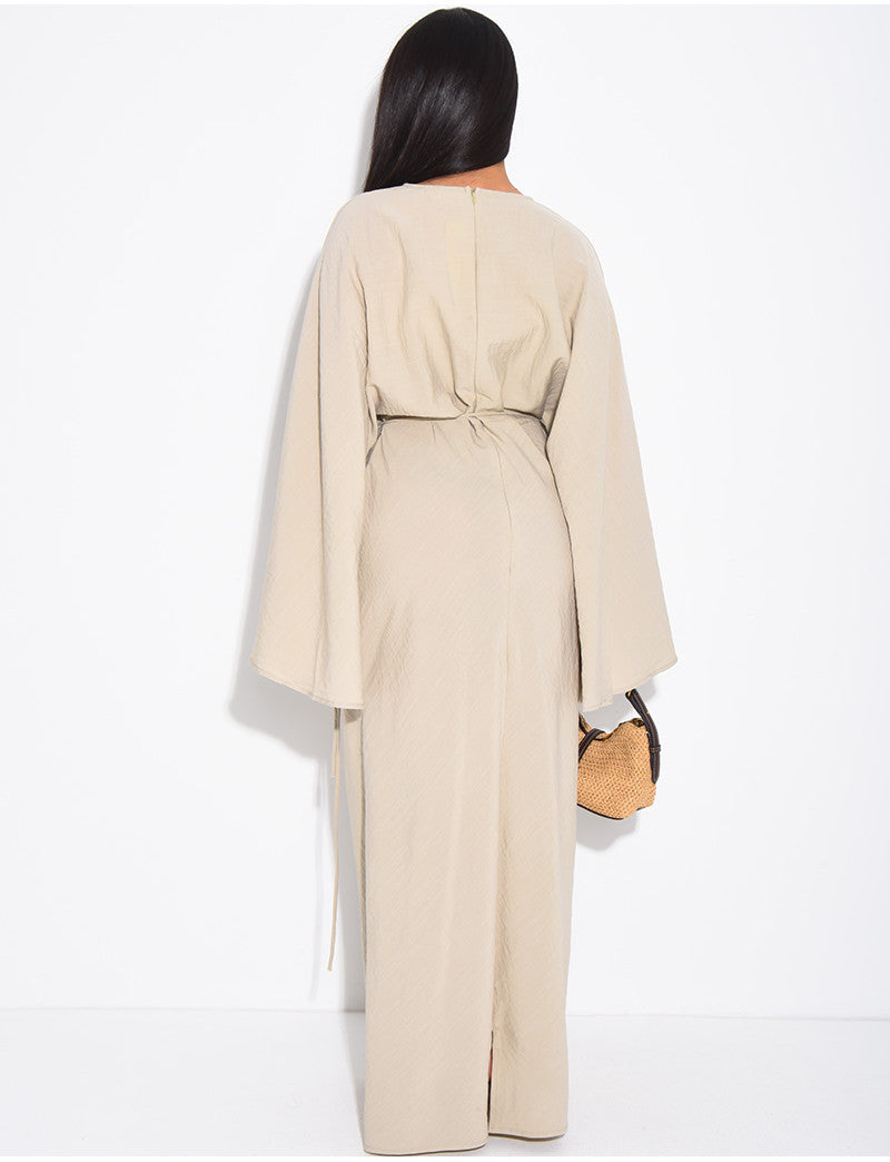 Robe longue à tablier avec fleurs brodées