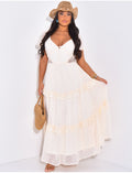 Robe longue à volants et dentelle