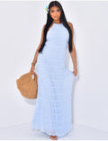 Robe longue en voile dos nu