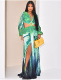 Robe en voile ajourée à motifs imprimés