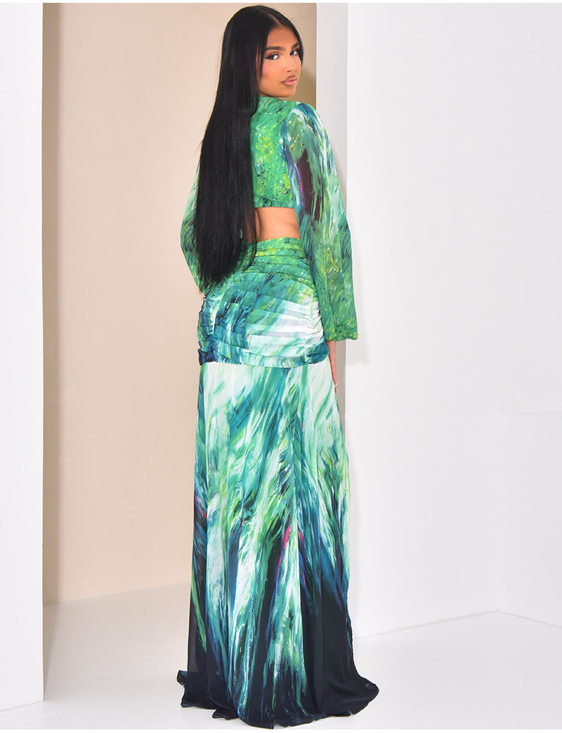 Robe en voile ajourée à motifs imprimés