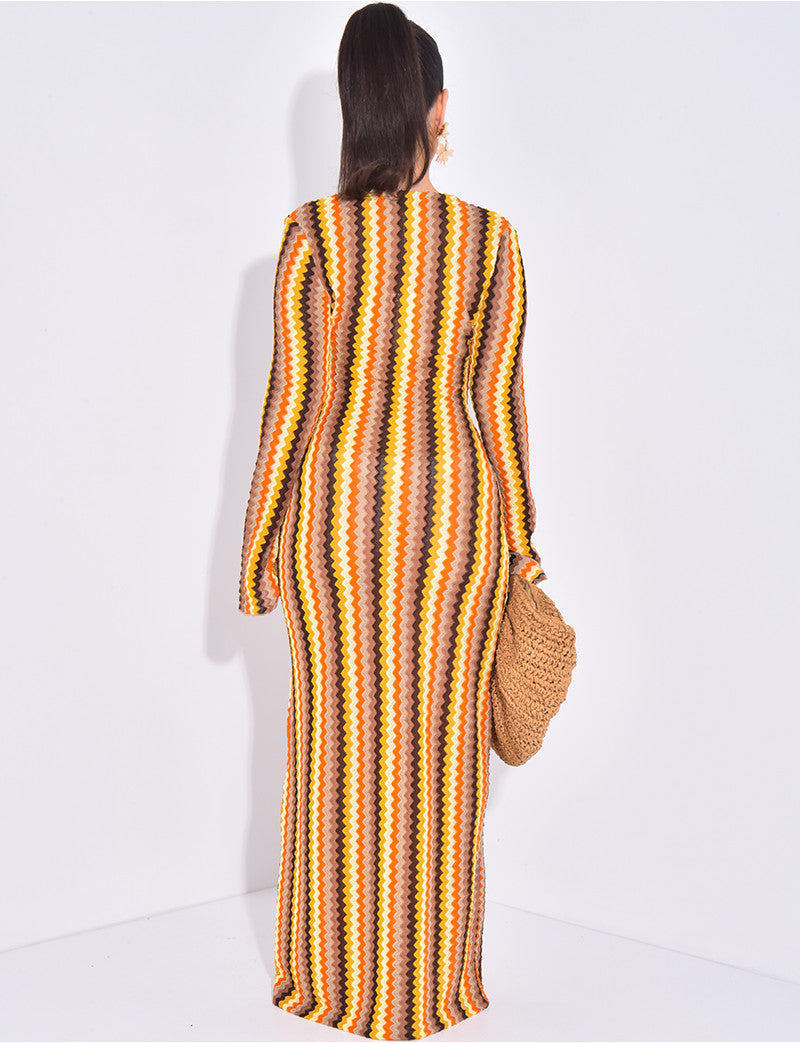 Robe longue en crochet multicolore