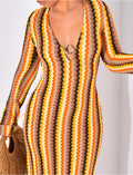Robe longue en crochet multicolore