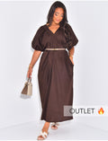 Robe longue en coton ample col v