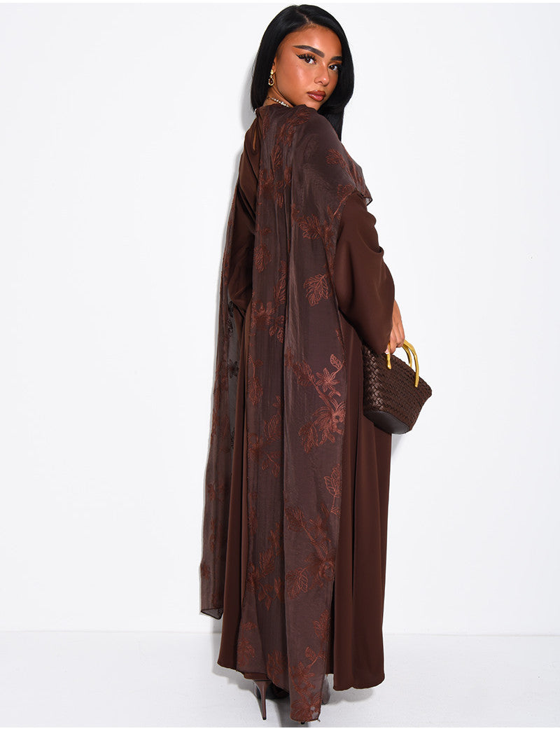 Robe longue à nouer avec châle brodé