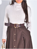 Robe longue bi-matière avec ceinture à la taille
