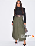 Robe longue bi-matière avec ceinture