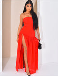 Robe longue bustier à voile sur le bas