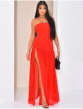 Robe longue bustier à voile sur le bas