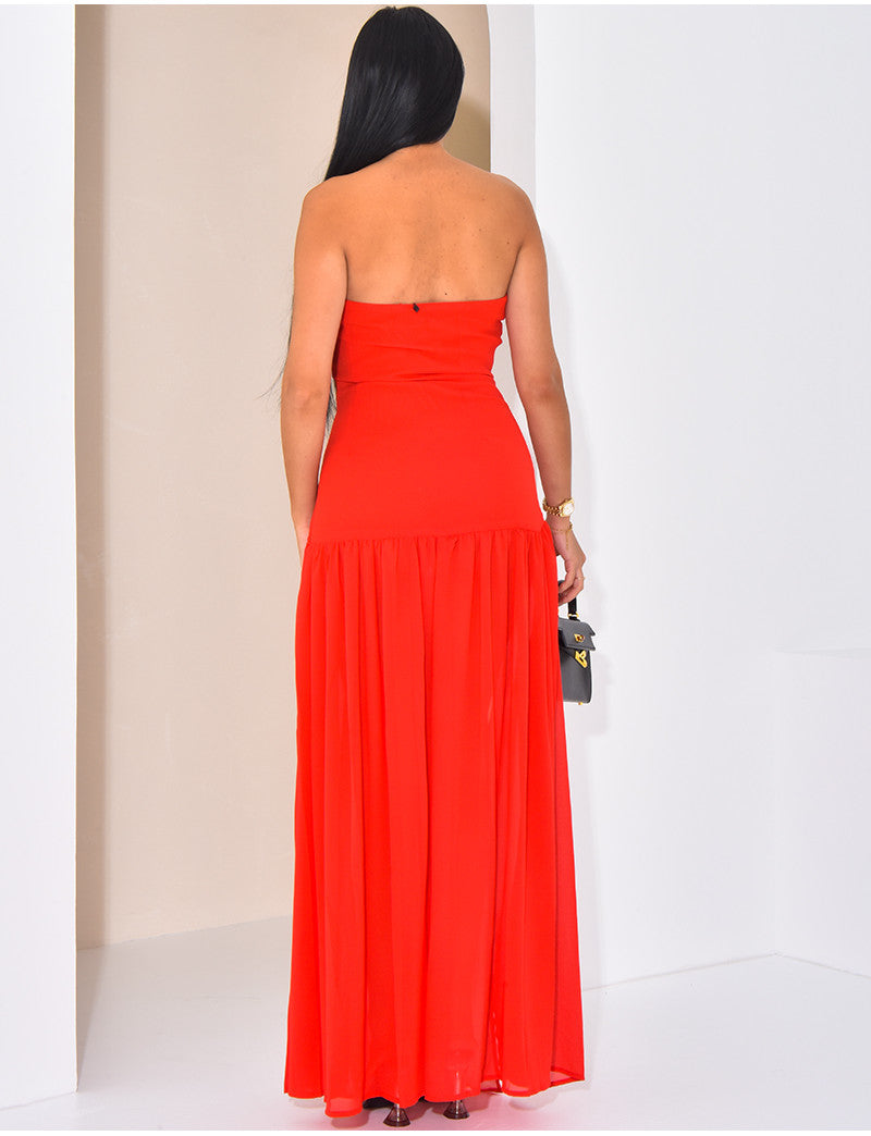 Robe longue bustier à voile sur le bas