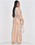 Robe longue effet drapée en tissu irisé
