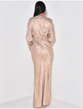 Robe longue effet drapée en tissu irisé