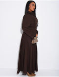 Robe chemise longue à ceinture à la taille effet drapé