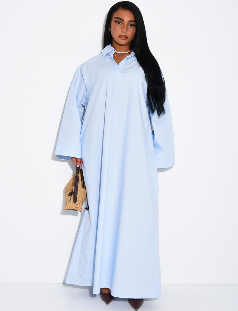 Robe oversize en coton col chemise