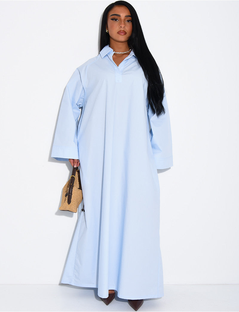 Robe oversize en coton col chemise