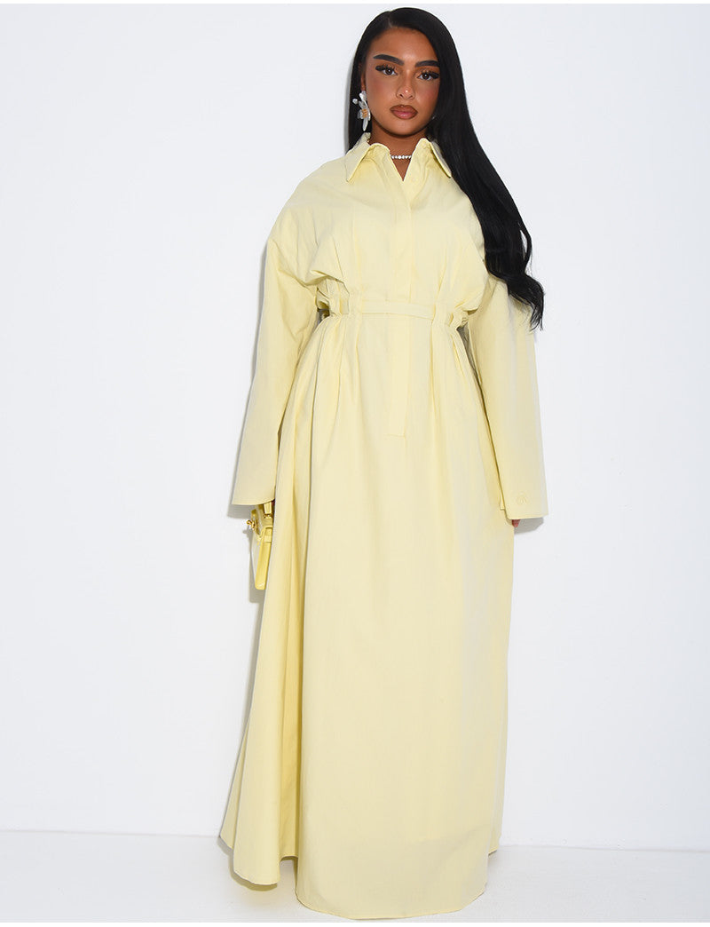 Robe chemise longue à ceinture à la taille