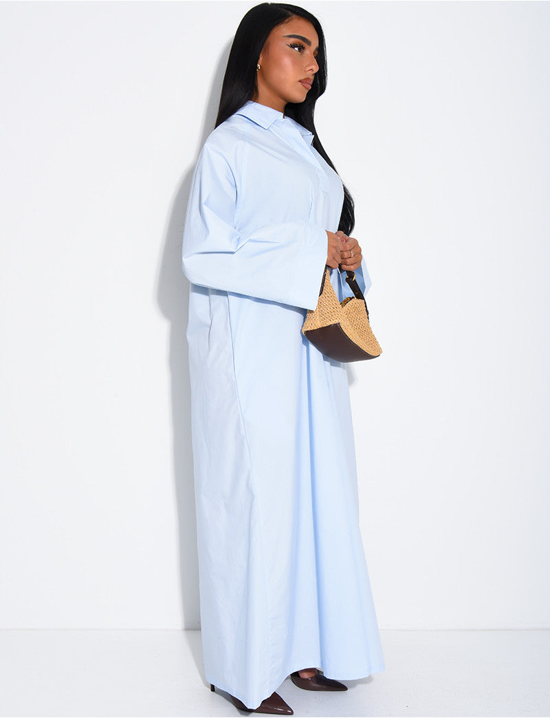 Robe oversize en coton col chemise