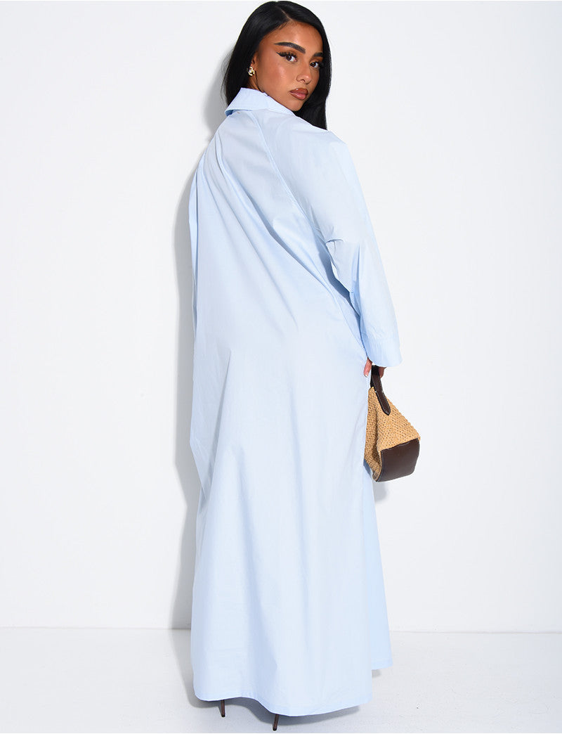Robe oversize en coton col chemise