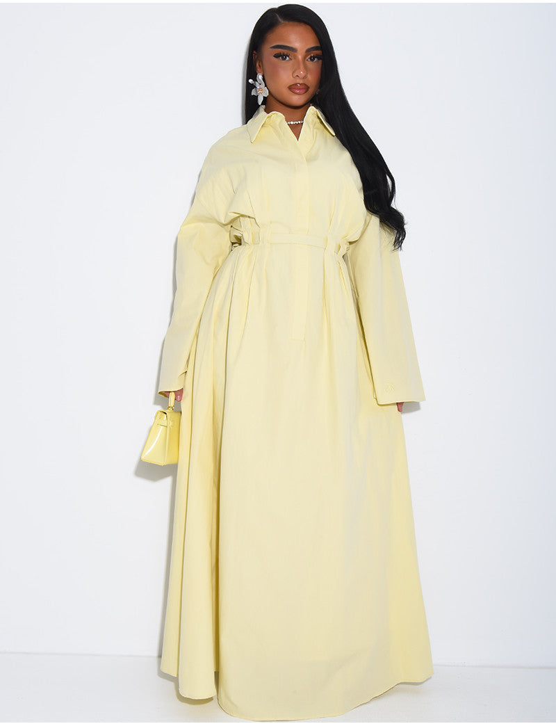 Robe chemise longue à ceinture à la taille