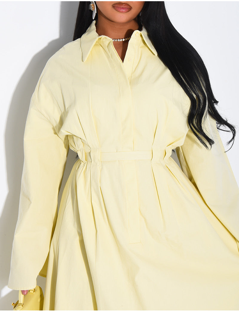 Robe chemise longue à ceinture à la taille