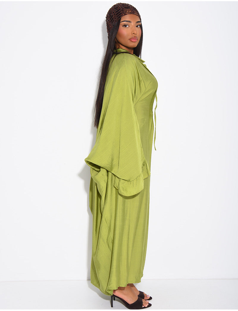 Robe longue papillon effet froncé