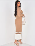 Robe pull longue en maille côtelée
