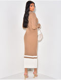 Robe pull longue en maille côtelée