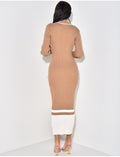 Robe pull longue en maille côtelée