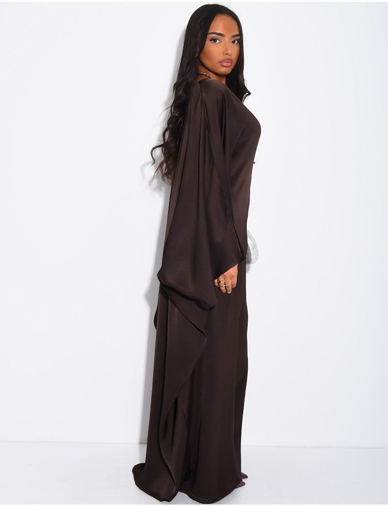 Robe papillon effet cache coeur en satin fluide