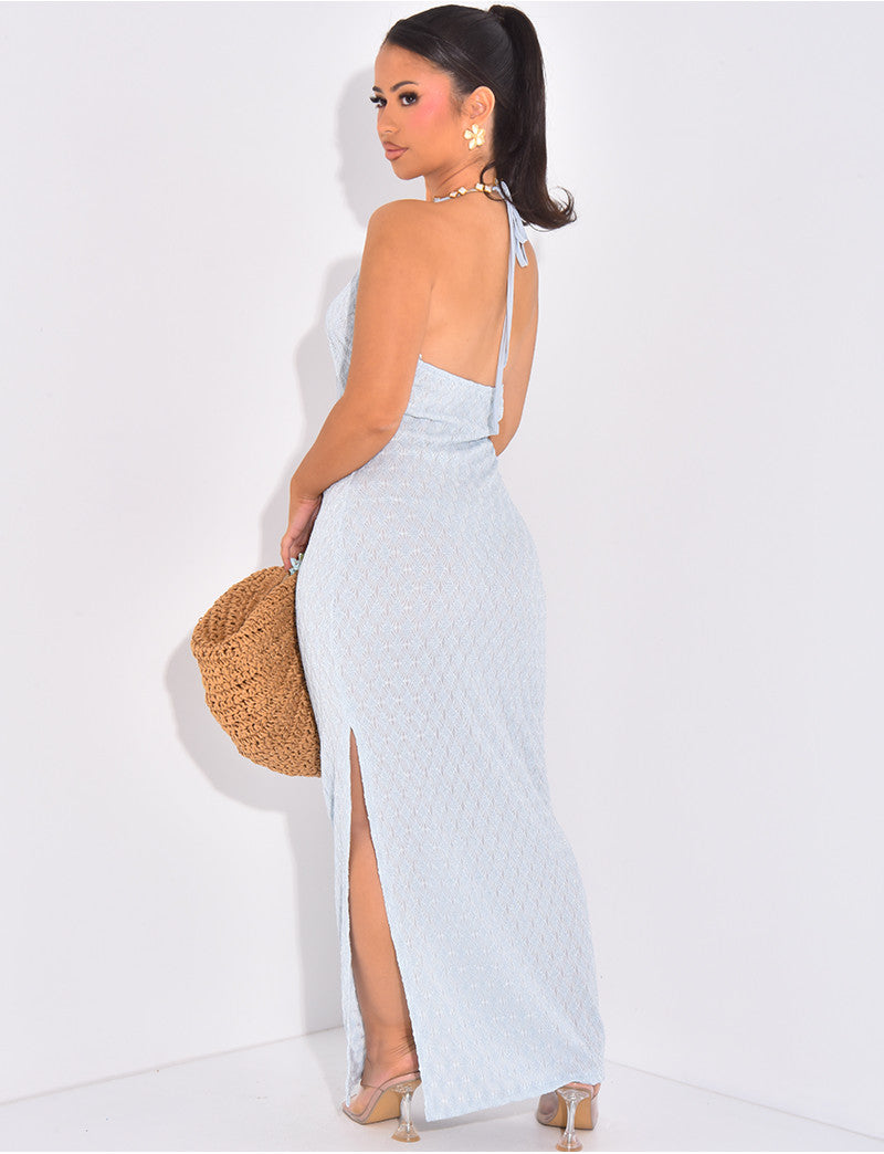 Robe de plage dos nu en crochet scintillante