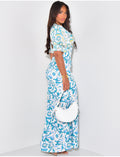 Robe longue dos nu à motifs floral