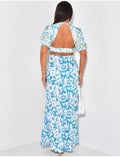 Robe longue dos nu à motifs floral