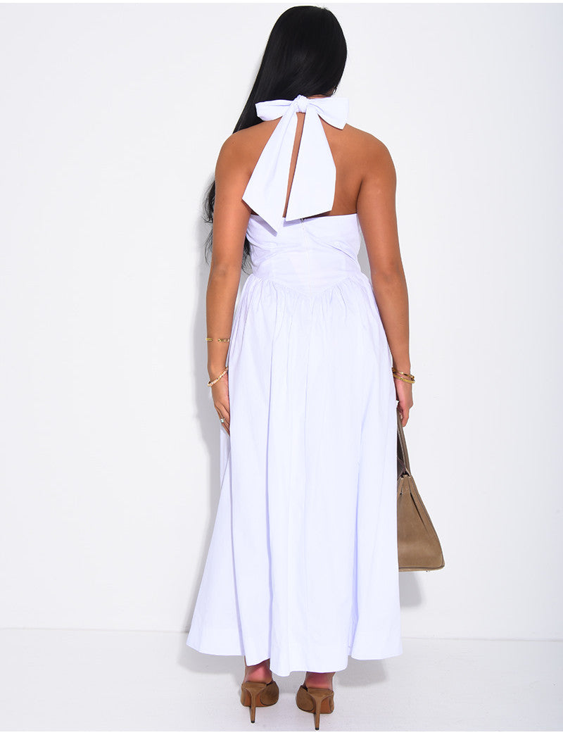 Robe longue évasée dos nu