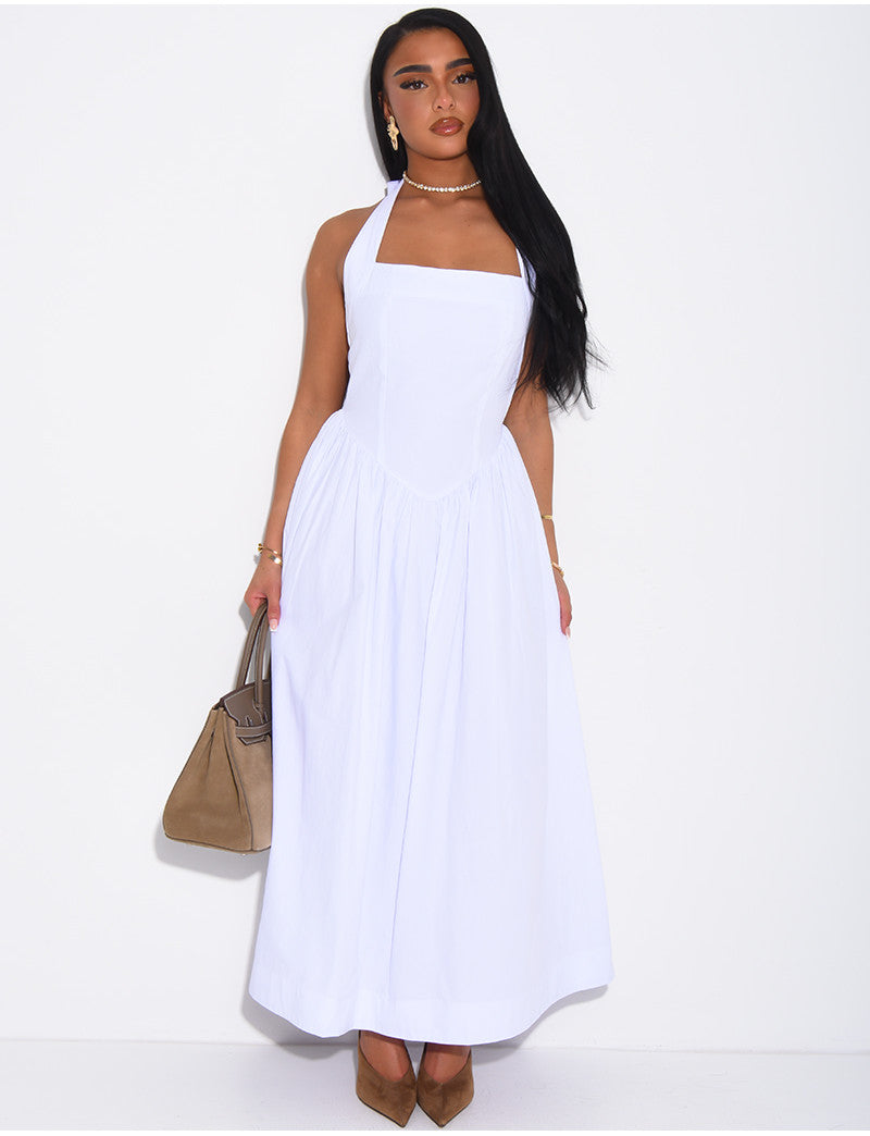 Robe longue évasée dos nu