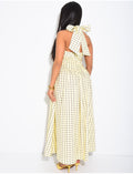 Robe longue dos nu à pois